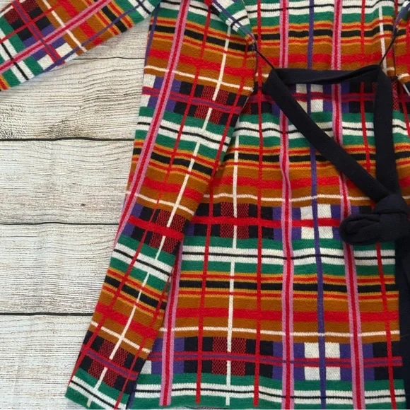Moth by Anthropologie Williston plaid cardigan multicolor with belt Size M - Picture 13 of 16